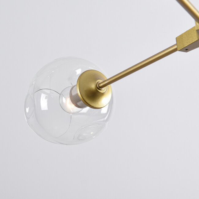 Suspension design 7 lumières en doré avec verre transparent - Melody