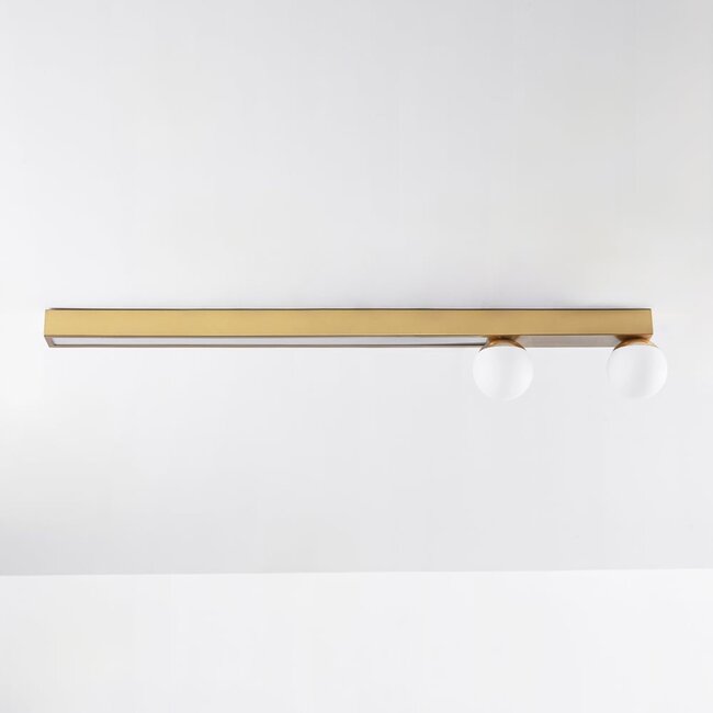 Plafonnier Paros avec LED intégrée - doré et blanc opalin
