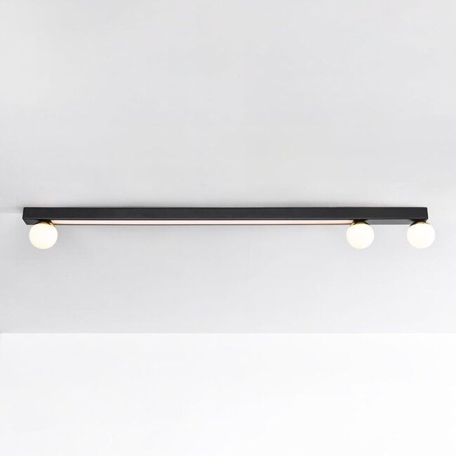 Plafonnier Xander avec LED intégrée - noir et blanc opalin