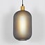Suspension rétro Doran en verre nervuré - gris et doré