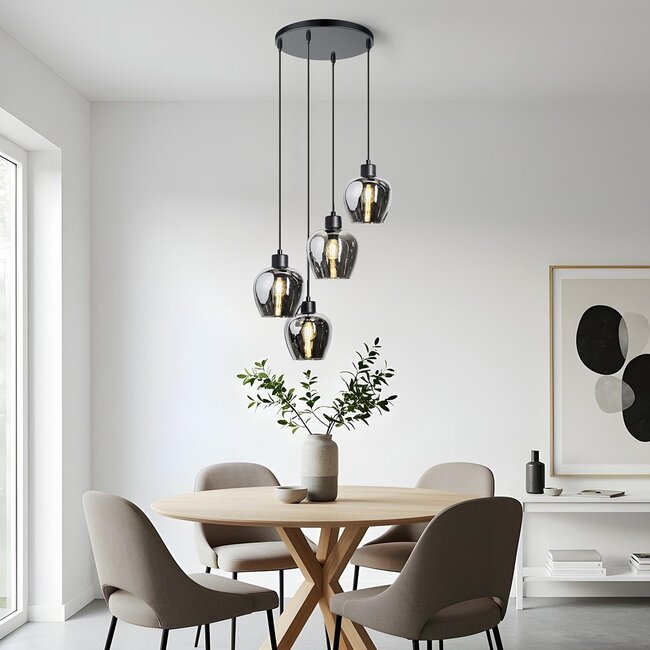 Suspension à 4 lumières avec verre fumé - Raleigh