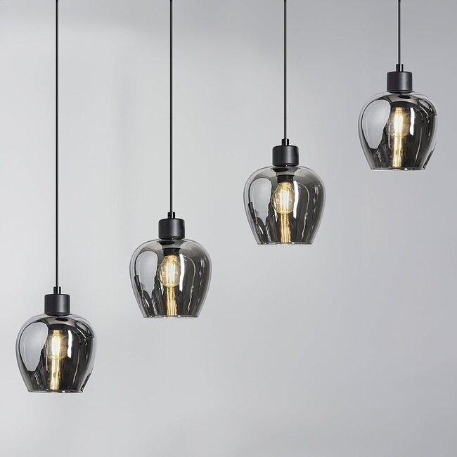 Lampe suspendue à 4 lumières avec verre fumé - Sanford