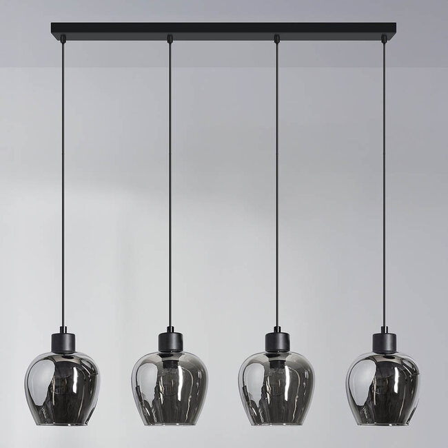 Lampe suspendue à 4 lumières avec verre fumé - Sanford