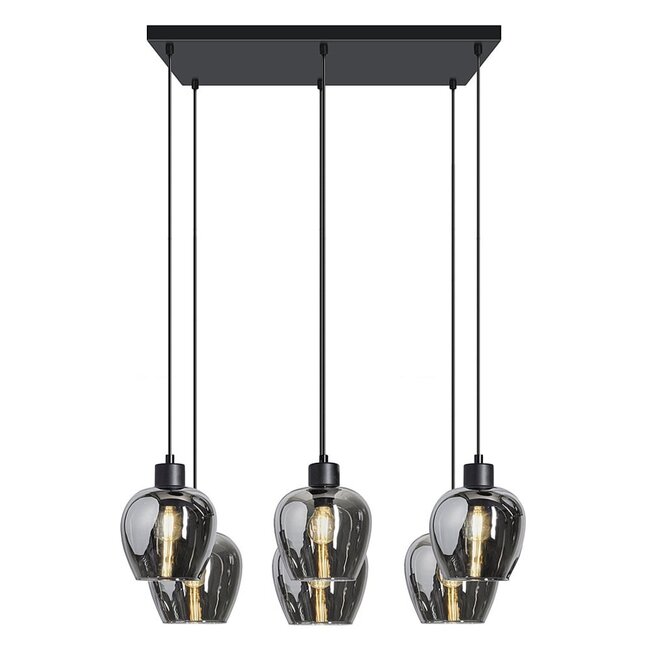 Suspension Arvada 6 lumières - verre fumé
