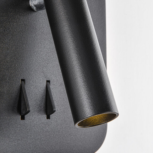 Applique carrée avec plaque murale éclairée et spot rotatif - Sofian