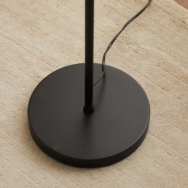 Lampadaire noir avec verre gris fumée à effet miroir, 3 lumières - Jesse