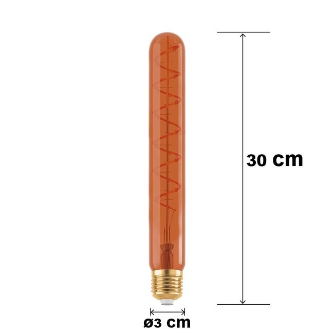 Ampoule tube LED E27 dimmable, spirale cuivrée, 30 cm
