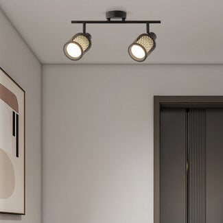 Plafonnier Buchi 2 lumières - noir au design en nid d'abeille