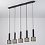 Suspension Fosco 5 lumières - noir mat en nid d'abeille