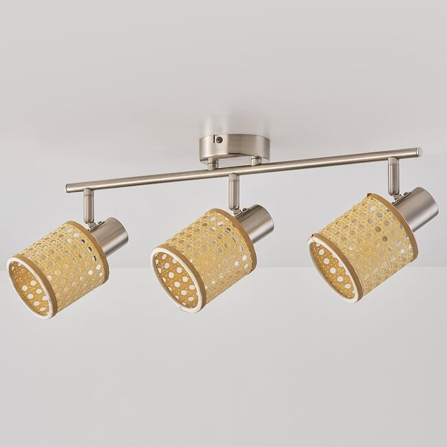 Plafonnier bohème en rotin, 3 lumières - Raua