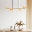 Suspension Soikea 4 lumières - doré avec globes en verre ambré