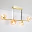 Suspension Soikea 4 lumières - doré avec globes en verre ambré