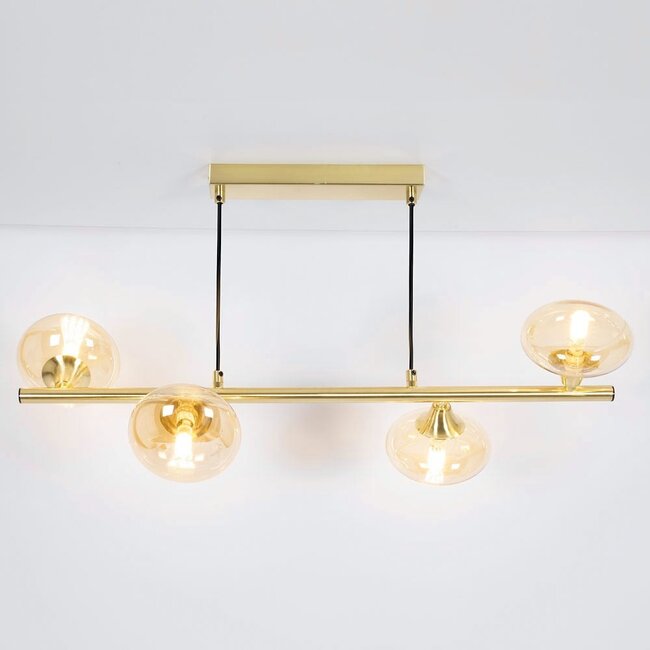 Lampe suspendue en verre ambré, 4 lumières - Soikea