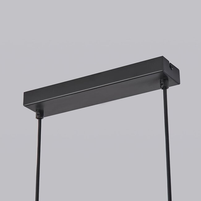 Suspension Ovais 6 lumières en verre fumé - noir mat