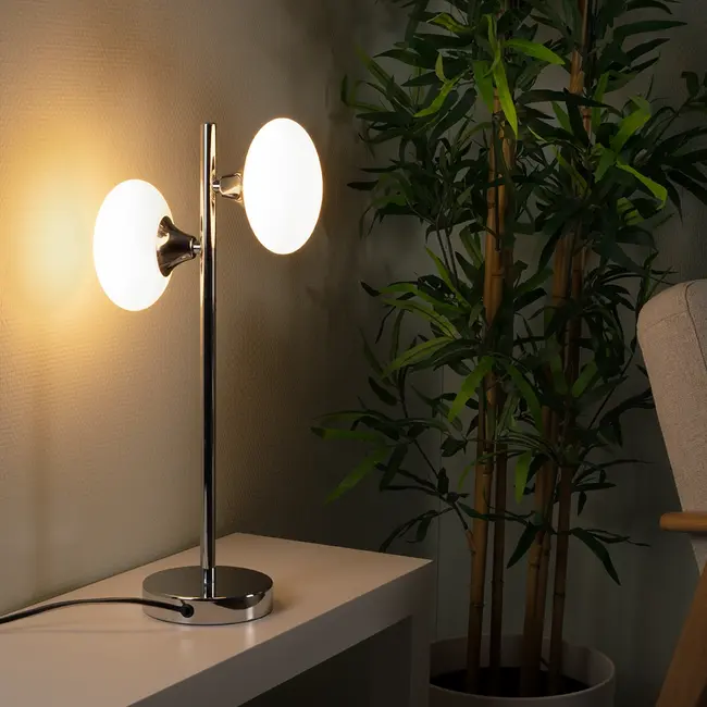 Lampe de table avec verre de lait, 2 lumières - Kroom
