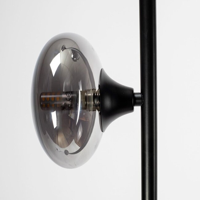Lampadaire 3 lumières Musta - noir et verre fumé gris