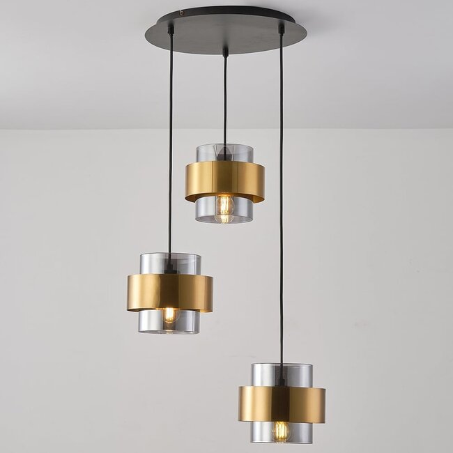 Suspension moderne avec détails en bronze, 3-lumières - Arany