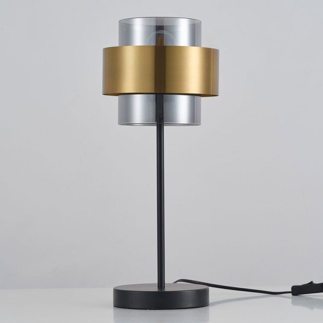 Lampe à poser Lor en verre fumé - bronze