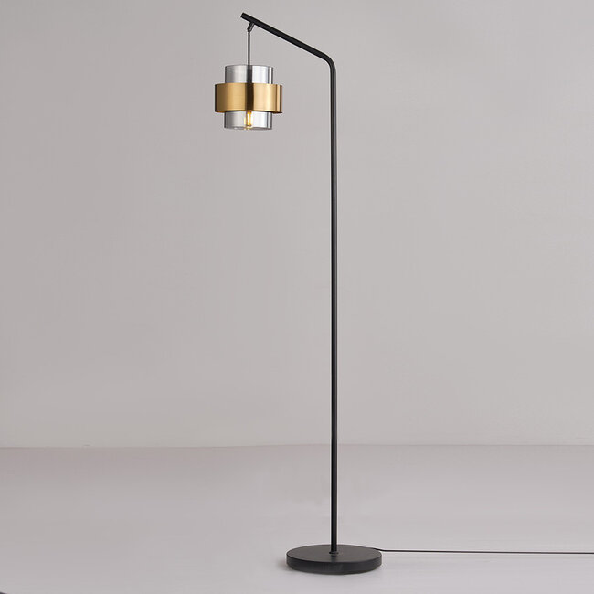 Lampadaire design Kuld en noir, bronze et verre fumé