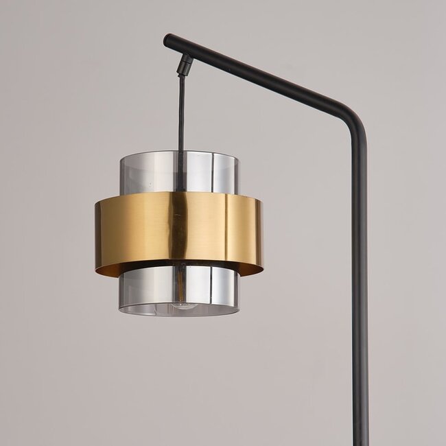 Lampadaire design Kuld en noir, bronze et verre fumé