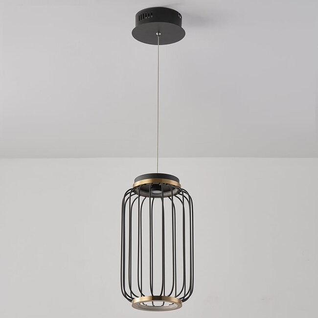 Suspension Puri avec LED intégrée - noir et doré