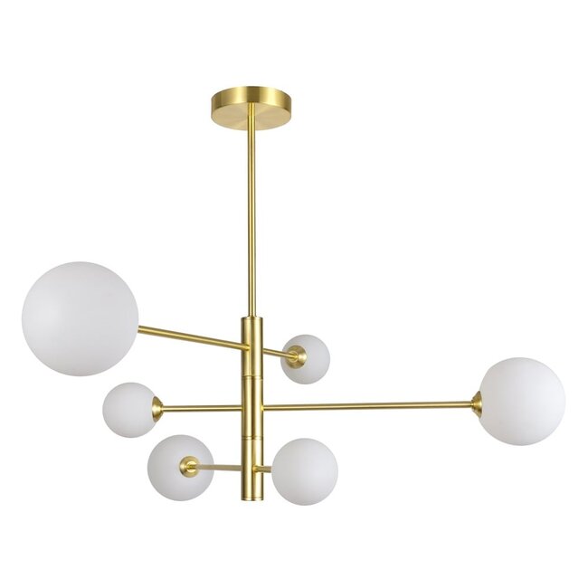 Plafonnier design en verre blanc laiteux, 6 lumières - Sest