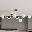 Plafonnier Osem 8 lumières - noir avec globes en verre opalin
