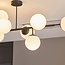 Plafonnier Osem 8 lumières - noir avec globes en verre opalin