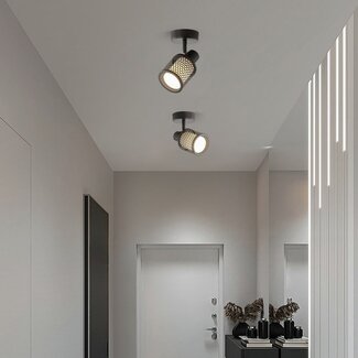 Plafonnier Fori 1 lumière - noir au design en nid d'abeille