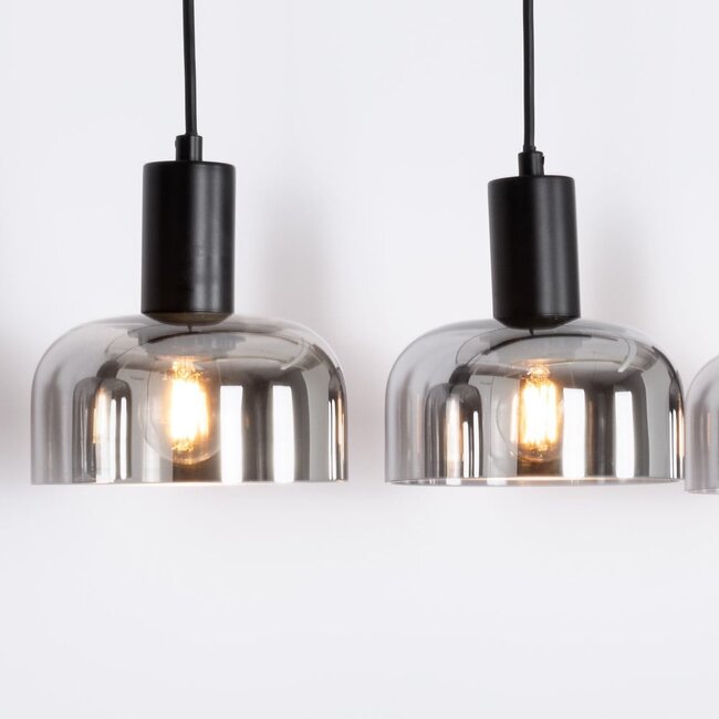 Lampe suspendue en verre fumé et effet miroir, 5 lumières - Cinza