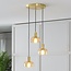 Suspension Marrom 3 lumières en verre ambré - doré