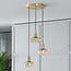 Suspension Marrom 3 lumières en verre ambré - doré