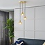 Lampe suspendue or avec verre ambré, 3 lumières - Marrom