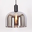 Suspension Apvali en verre fumé gris - noir mat