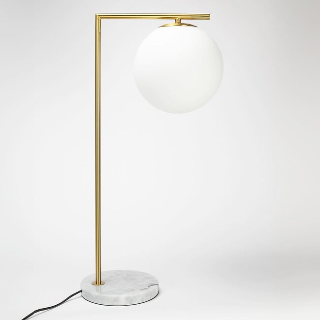 Lampe à poser Jeana en verre blanc laiteux - aspect marbre