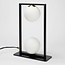 Lampe à poser 2 lumières Duas - noir et verre blanc laiteux
