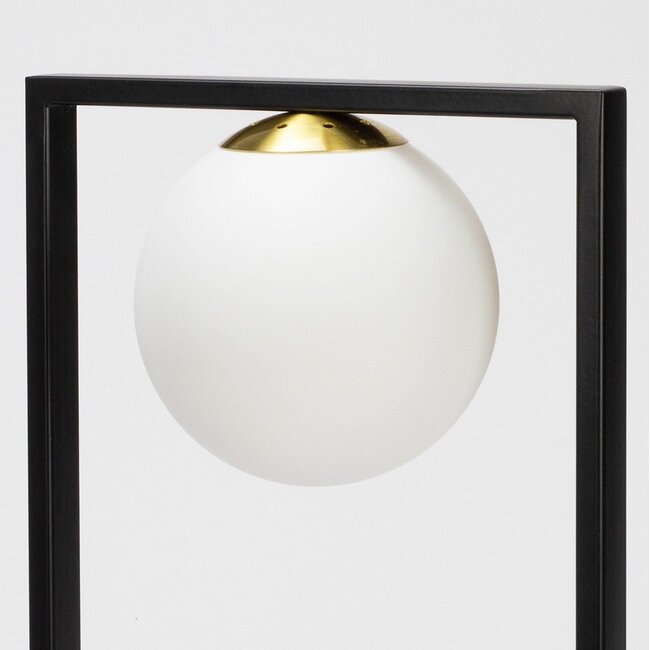 Lampe de table noire à 2 lumières avec verre blanc laiteux - Duas