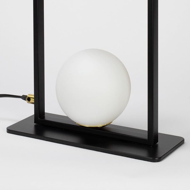 Lampe de table noire à 2 lumières avec verre blanc laiteux - Duas