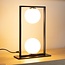 Lampe de table noire à 2 lumières avec verre blanc laiteux - Duas