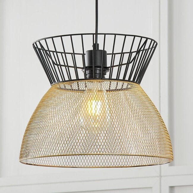 Lampe suspendue moderne noire avec or - Netti