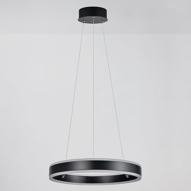 Suspension design Cercle en noir à anneaux LED dimmables