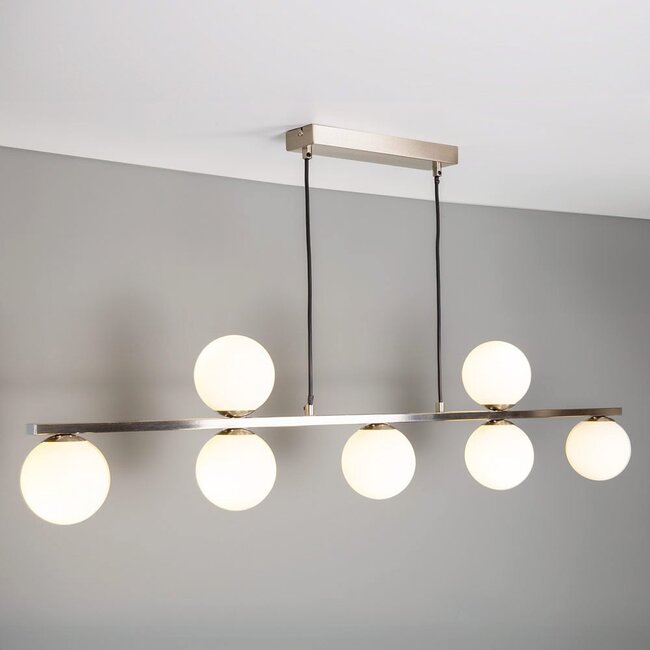 Suspension Syv 7 lumières - globes en verre opalin