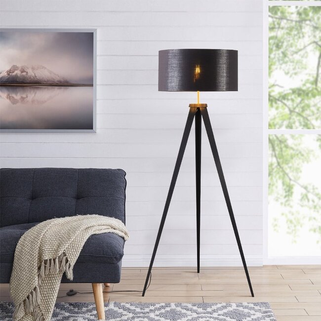 Lampadaire tripod avec abat-jour en tissu - Tessuto