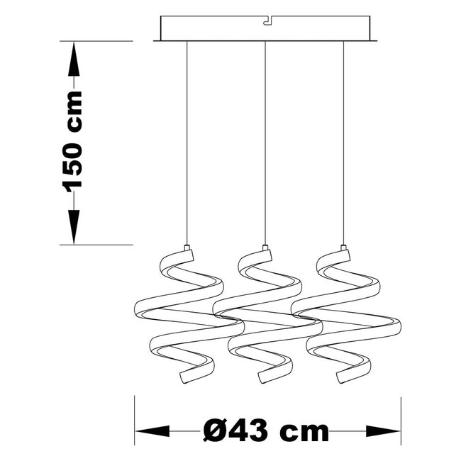 Suspension design avec LED torsadées à intensité variable sur 3 niveaux - Bojana
