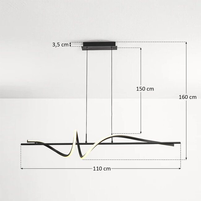 Suspension design Ches à intensité variable - noir avec LED intégrée