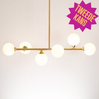 Seconde chance : Plafonnier design Aster 6 lumières en doré et verre blanc laiteux