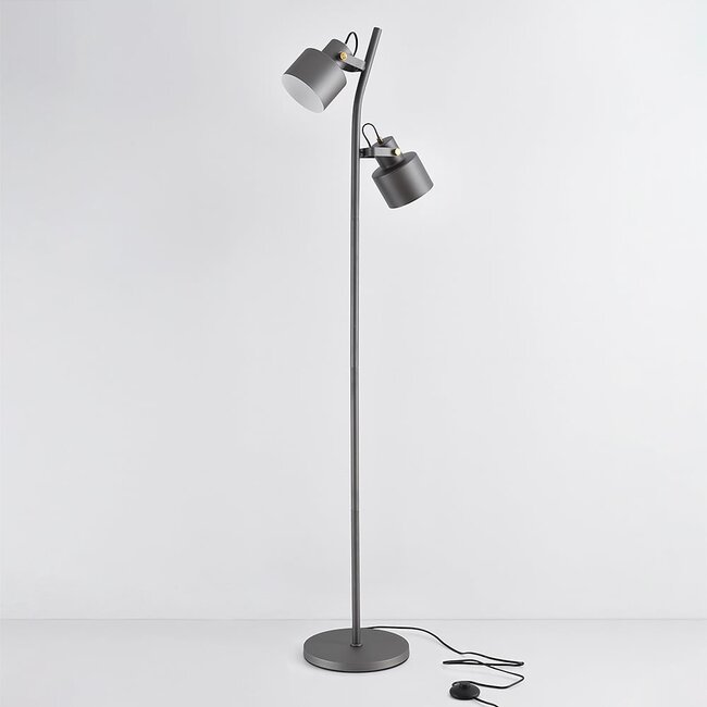 Lampadaire 2 lumières gris avec spots inclinables - William