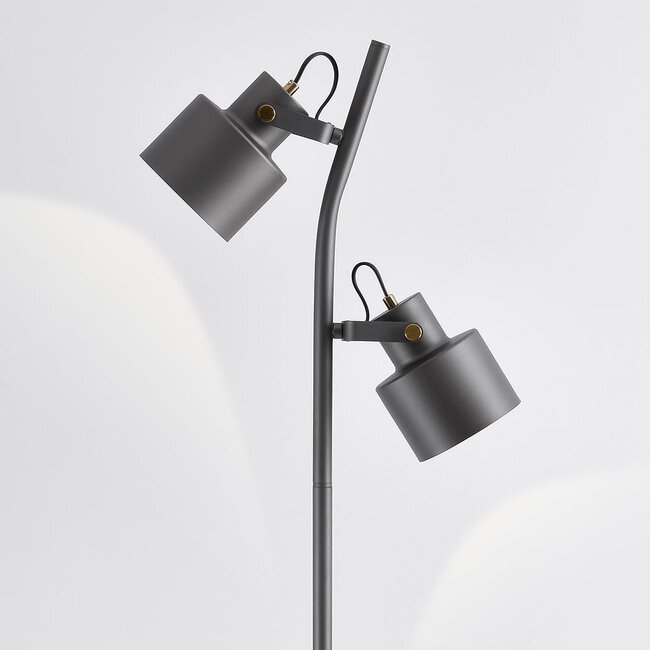 Lampadaire 2 lumières gris avec spots inclinables - William