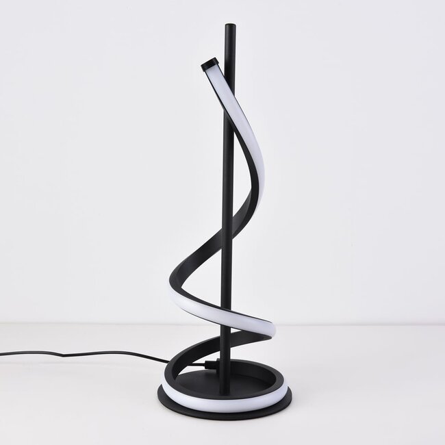 Lampe à poser Caz avec armature torsadée noire et LED intégrée
