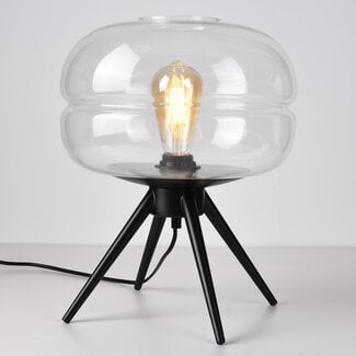 Lampe à poser Joah en verre transparent soufflé à la main